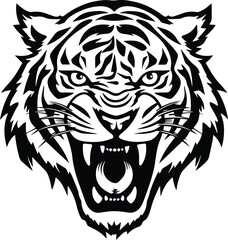 Angry Tiger Logo Monochrome Design Style
