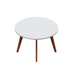 Round Dining Table With Wooden Leg And White Top