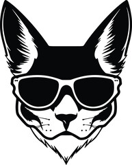 Caracal In Sunglasses Logo Monochrome Design Style