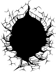 Black Cracked Hole in a Wall Generative AI