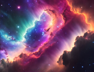 Fototapeta na wymiar Colorful space galaxy cloud nebula, Universe science astronomy, Supernova background wallpaper, space background created with Generative AI