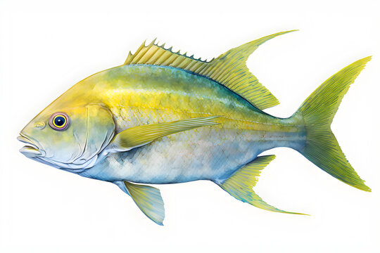 watercolour snapper fish on white background