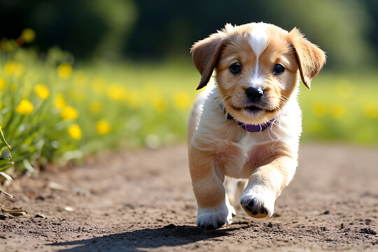 a cute puppy running in the field.
GenerativeAI