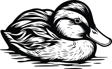 Duck Logo Monochrome Design Style