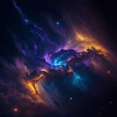 blue Space Galaxy Cloud Nebula with Supernova space background created with Generative AI