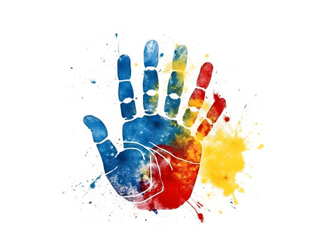 Colorful hand print paint png