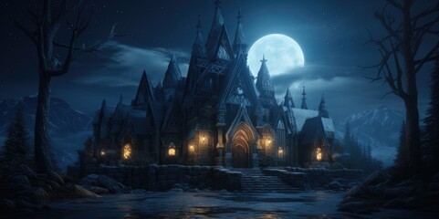 Fototapeta na wymiar Enchanting Dark Castle, generative ai