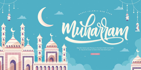 happy islamic new year muharram illustration background