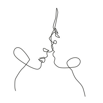 recommend clip art: Abstract Couple Faces One Line Drawing. Couple Kissing Creative Contemporary Abstract Line Drawing. Woman and Man Modern Vector Minimalist Design for Wall Art, Print, Card, Poster. 