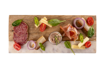 Delicious cold cuts, pate and cheese from breakfast