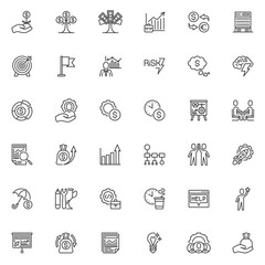 Successful business line icons set