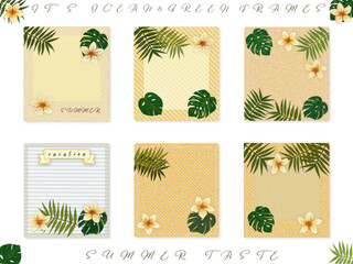 フレーム素材【ヤシ・プルメリア】夏のメッセージカード