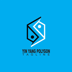 logo design of yin yang shape polygon with letter s in the middle. can be used for product or brand logo