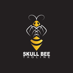 Logo design of a golden bee with a half skull on the body. can be used for product logos or related to insects