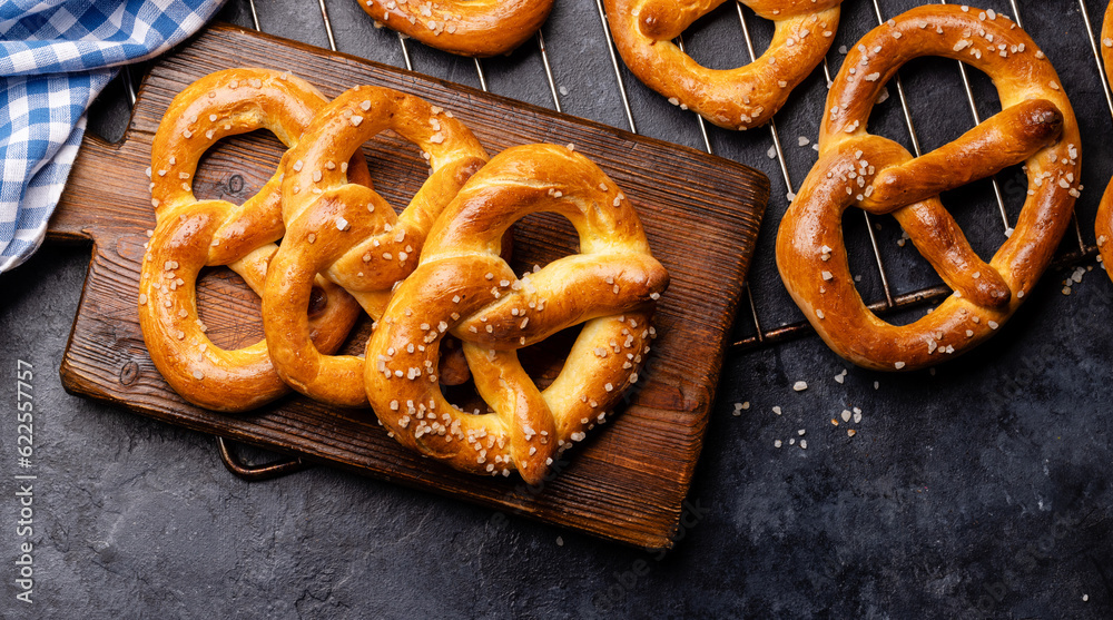 Wall mural Freshly baked homemade pretzels