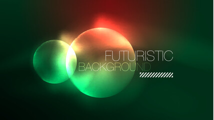 Neon glowing circles, magic energy space light concept, abstract background wallpaper design