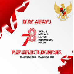 Happy 78th independence day Indonesia, social media post template white red background vector