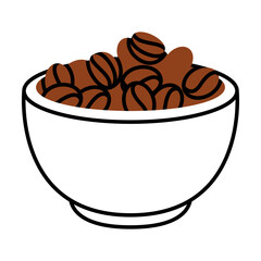 Roasted Coffee Beans in Bowl for Aromatic Drink Vector Illustration