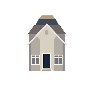 Small and tiny house, home facade illustration in flat style - Vector