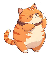 fat orange cat standing smiling happy Generative AI