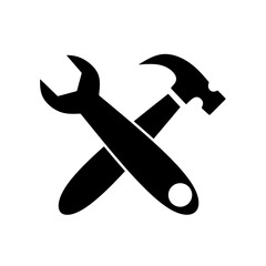 crossed hammer and wrench icon. setting symbol. repair icon