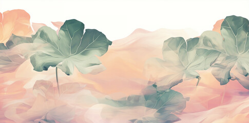 floral banner wallpaper , watercolor style leaves, soft autumn mood