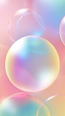 Iridescent balloon bubble on pastel background with gradient. A swirl of joyous pink bubbles dances across the canvas, filling the air with a sense of delight and playfulness
