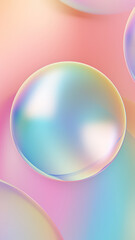 Iridescent balloon bubble on pastel background with gradient. A crystal-clear bubble glistens with the promise of endless possibility, capturing the imagination and inspiring the heart
