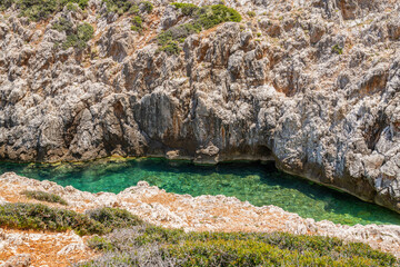 View of The Katholiko Bay, Akrotiri peninsula, Crete, Greece
