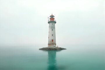 Fototapeta na wymiar beautiful lighthouse on a calm ocean.