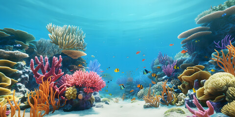 Fototapeta na wymiar Coral reefs with fish underwater