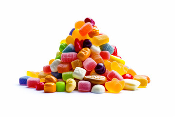 Pile of gummy bears sitting on top of pile of other gummy bears. Generative AI.