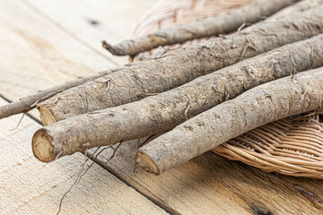Burdock root in a bamboo