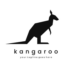 Kangaroo silhouette logo design on white background. simple and modern. vector illustration