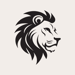 Fototapeta premium Lion head one color vector logo, emblem, icon for company or sport team branding. Tattoo art style.