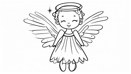 Cute abstract christmas angel on white with copy space