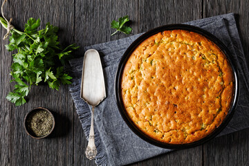 Red pepper Cheddar Celery Cornbread, top view
