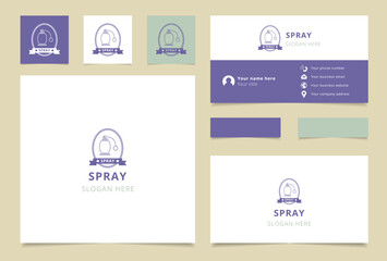 Spray logo design with editable slogan. Branding book and business card template.