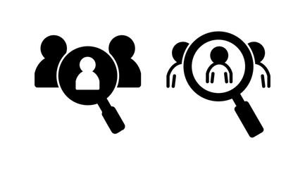 Hiring icon vector. search job vacancy icon. magnifying glass looking for people