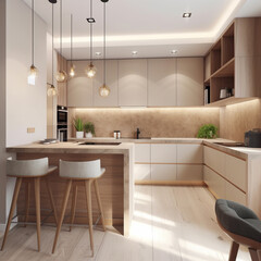 Fototapeta na wymiar home design interior - minimal style Interior design of a kitchen
