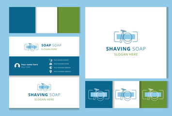 Shaving soap logo design with editable slogan. Branding book and business card template.