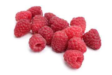 Raspberry berries close-up isolated on white