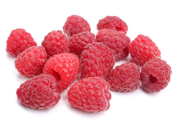 Raspberries close-up on a white background, the concept of diet, healthy eating