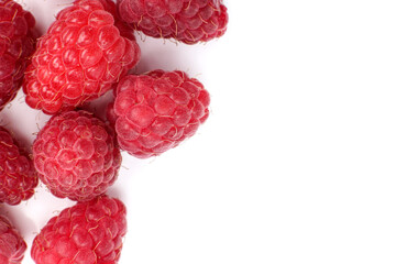 Raspberry berries close-up isolated on white