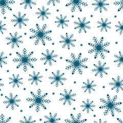 Seamless snowflakes in doodle style for winter design.