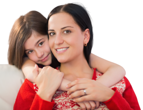 Digital png photo of happy caucasian mother and daughter embracing on transparent background