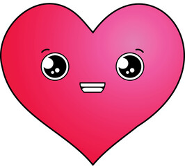 Digital png illustration of pink heart and smile on transparent background