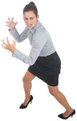 Digital png photo of furious caucasian businesswoman on transparent background