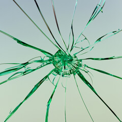Pieces of broken glass. Break the glass