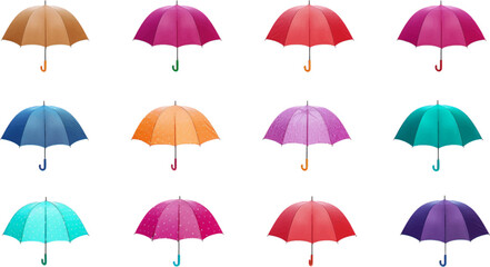 Obraz premium Set of colorful umbrellas on white background